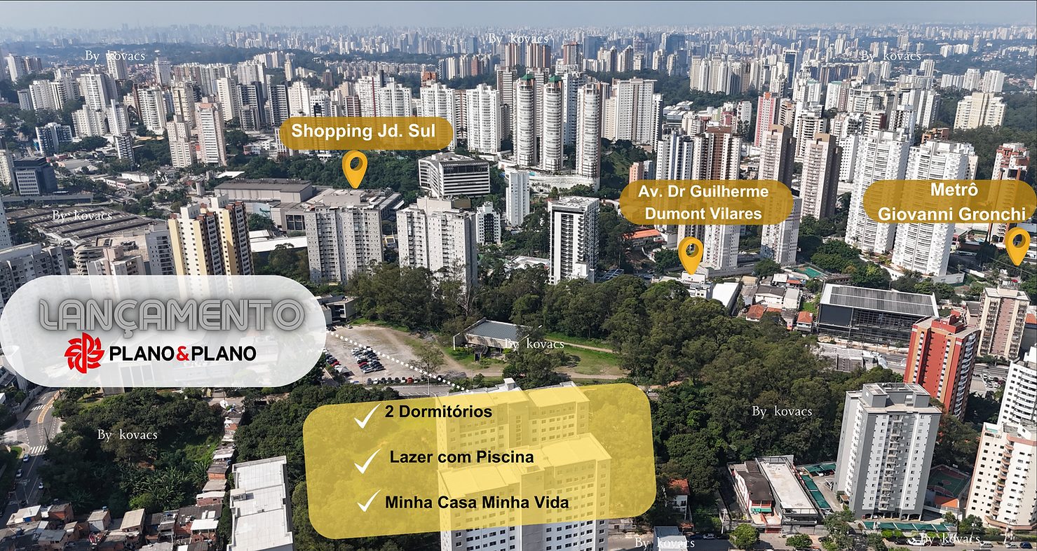 Plano&Mais Vila Andrade. Plano Mais Vila Andrade. Apartamento de 2 dormitórios na Rua Carvalho de Freitas. Plano&Plano